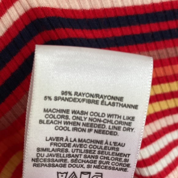 Express Striped Rib Double V Tank Top - Red - XS - Picture 6 of 6